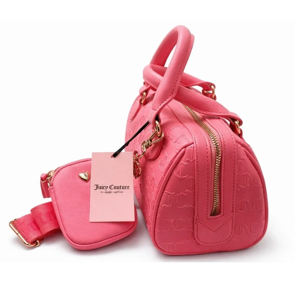 Juicy Couture All About That Bling Satchel Pink Lemonade Monogram Bag New